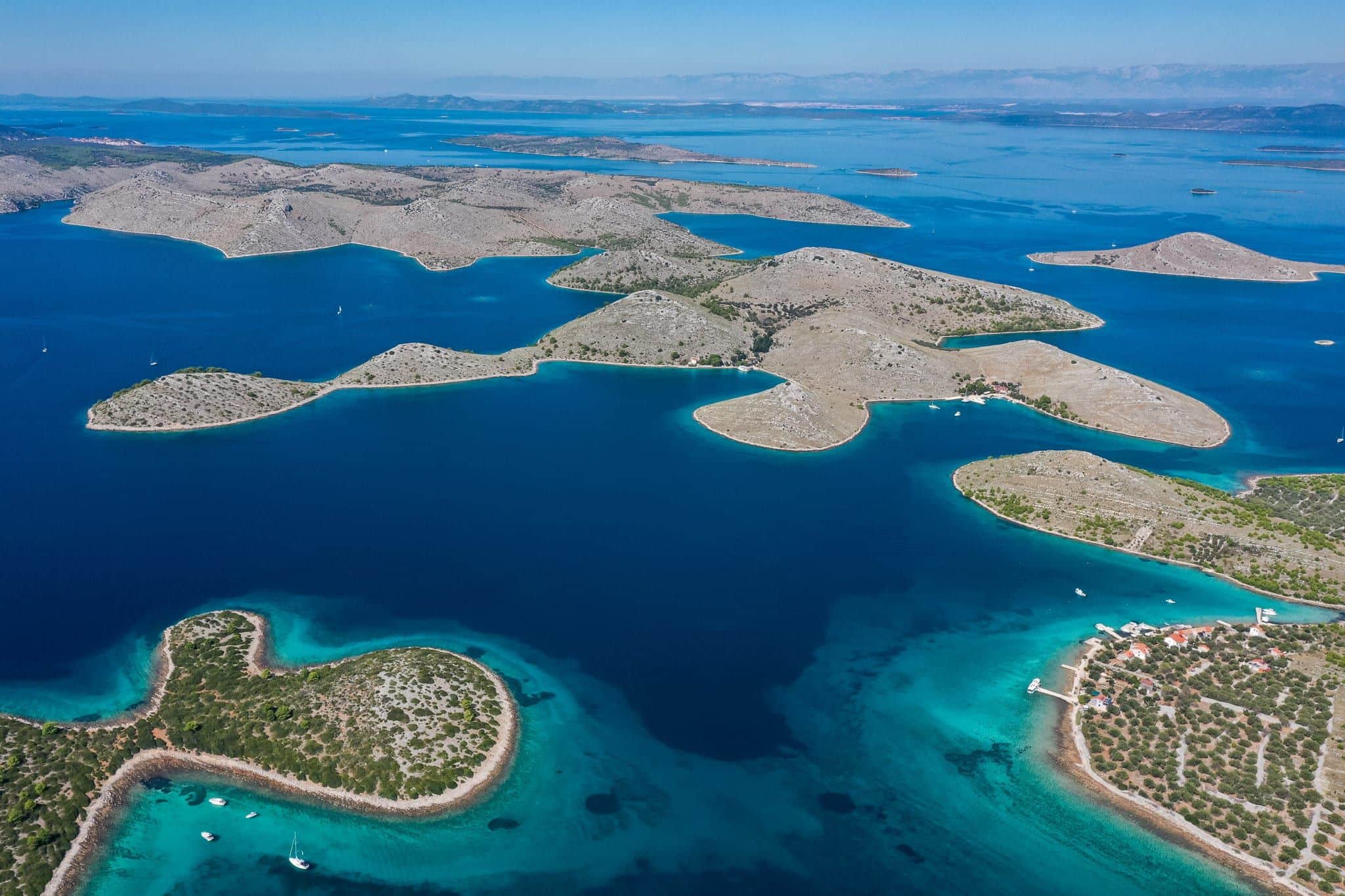 Aerial view of Kornati National Park near Zadar
