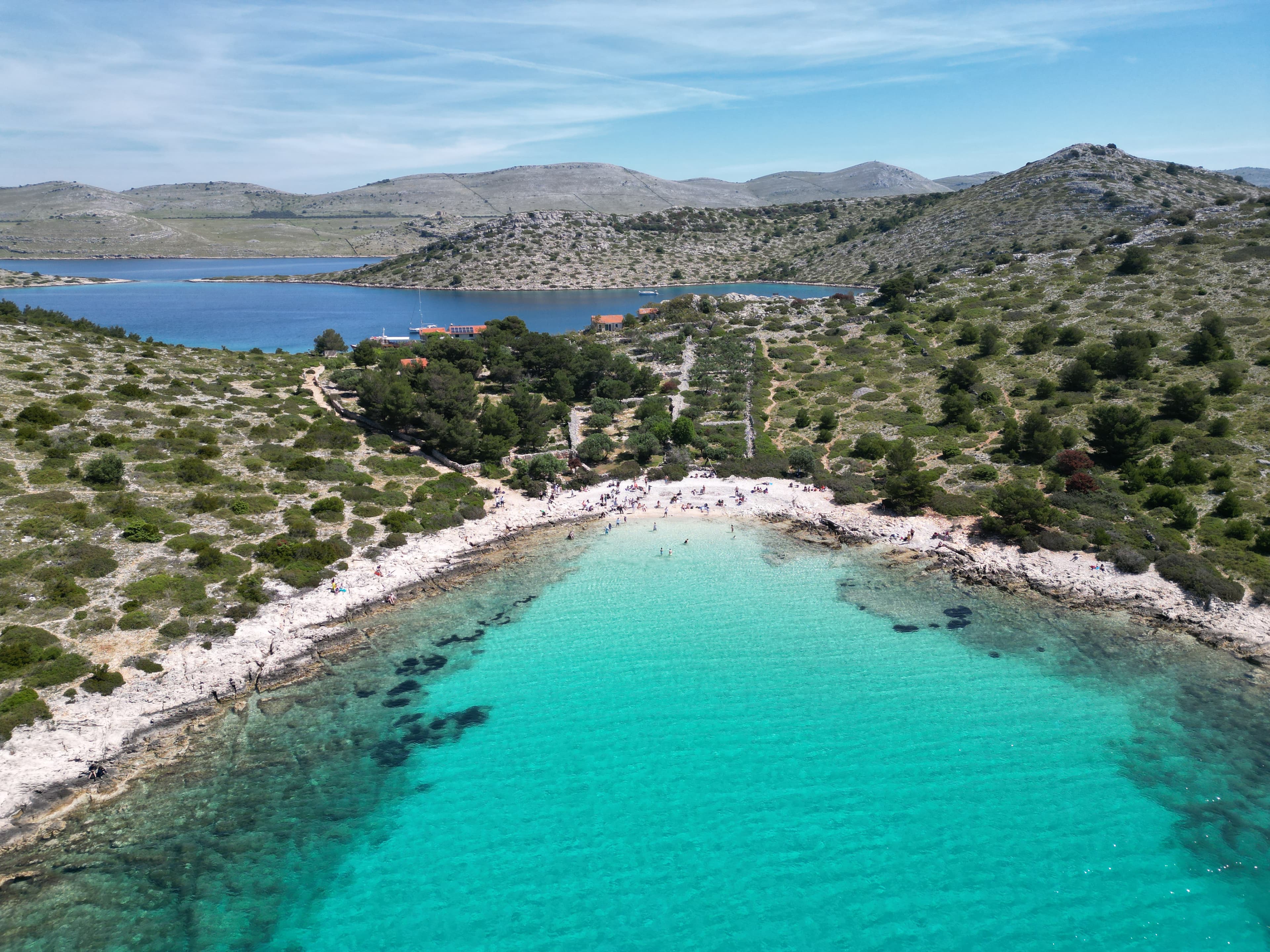 Aerial view of Lojena beach in Kornati National Park